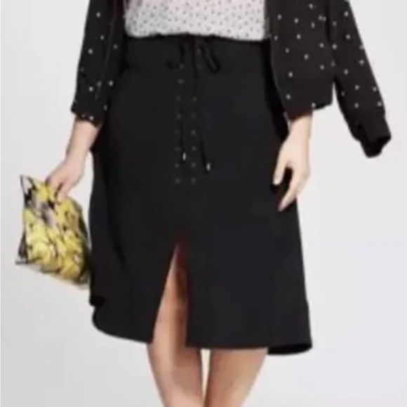 Who What Wear Black Split Lace Up Front Side Zip Skirt Size 22W - Picture 2 of 5